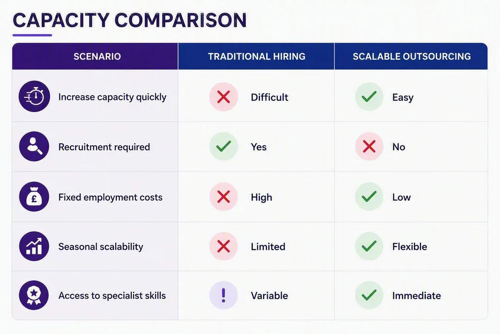 Capacity Comparison: Traditional vs Scalable Outsourcing