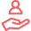 Abstract red logo of a stylized person reaching upward, with geometric shapes forming the figure