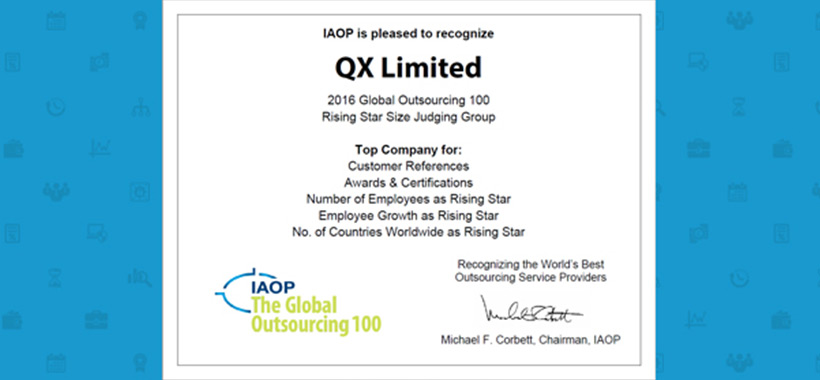 We have good news: QX Ltd makes it to the 2016 Global Outsourcing 100 list for the third time!